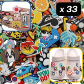 Set of 33 clipsable Motives for Crocs Shoes or similar - Random Mix - Girly mix or Standard mix Available - ACCESSOIRES LEDUC BV